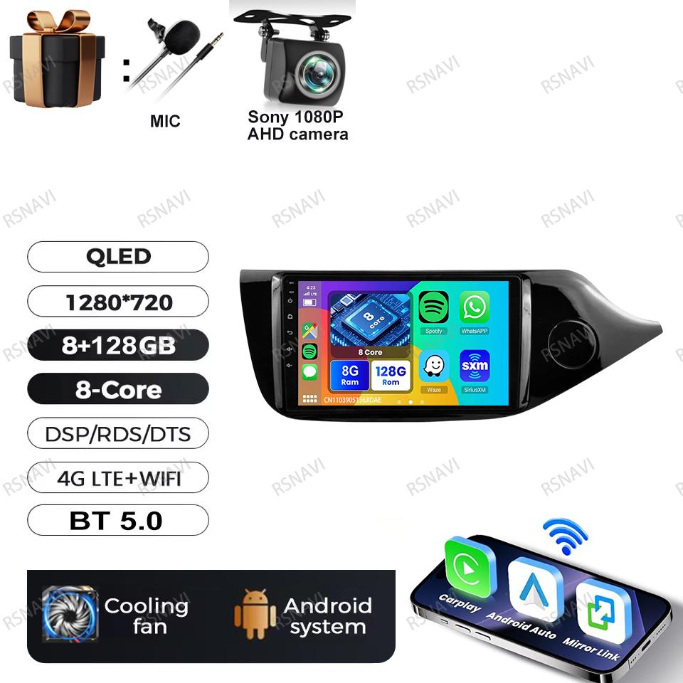 Android 16 Car Radio For Kia CEED 2 JD 2012 - 2018 RHD Video Player Multimedia Carplay Navigation Autoradio RDS Stereo 5G WIFI