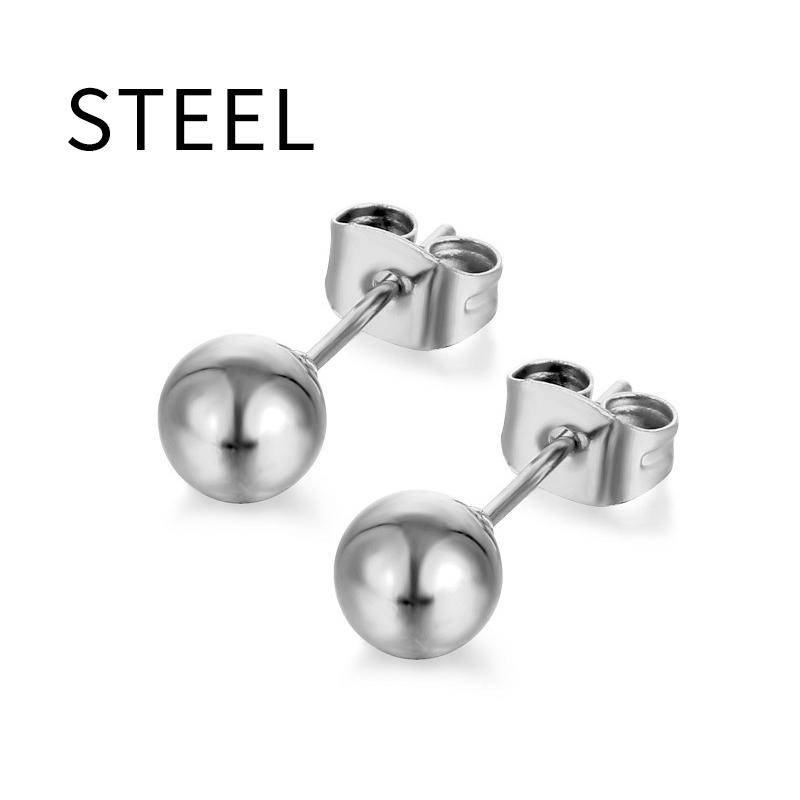 1 Pairs of Earrings Stainless Steel Multiple Black Simple Ear Studs for Men Women Punk Style CZ Round Earring Fashion Jewelry