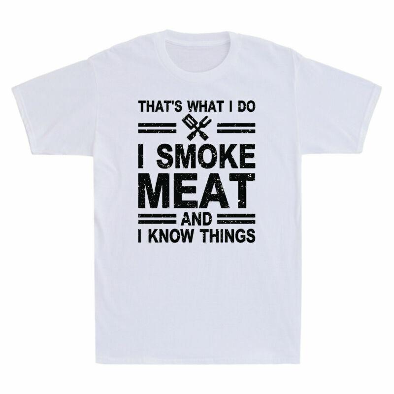 That s What I Do I Smoke Meat And I Know Things Vintage Men s Cotton T-Shirt S