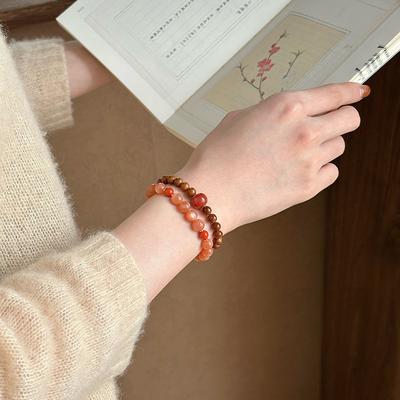 Naturstein Nanhong Sonnenstein Perlenarmband leichter Luxus High-End Temperament Armband Nische schlichter und eleganter Schmuck Frauen