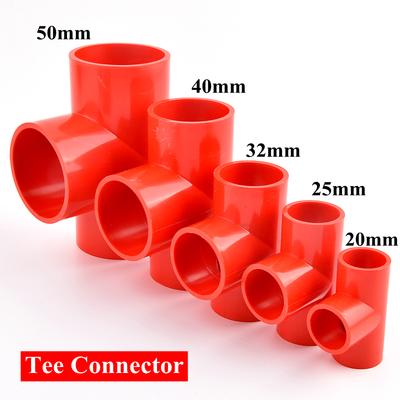 20 mm ~ 50 mm rote PVC-Rohrverschraubungen, Gartenbewässerung, 90 °-Winkelstück, direkte T-Verbindung, Aquarium-Pipeline, Wasserzufuhrverbindung