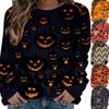 Módní ženy Halloween Print Party Topy s kulatým výstřihem a dlouhým rukávem