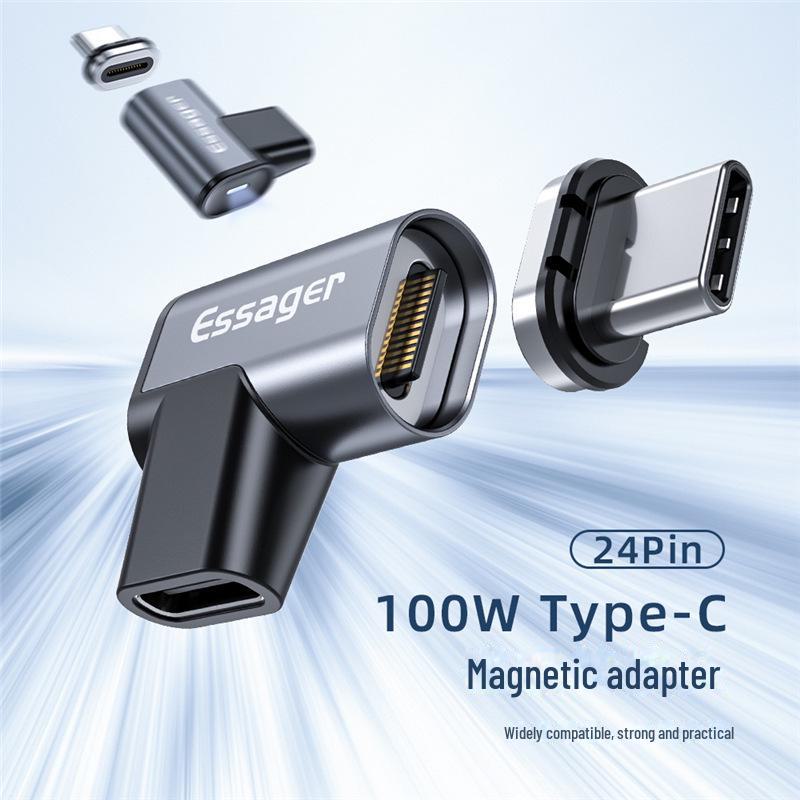 ESSAGER Pioneer 100W 24-Pin Type-C Magnetic Elbow Adapter