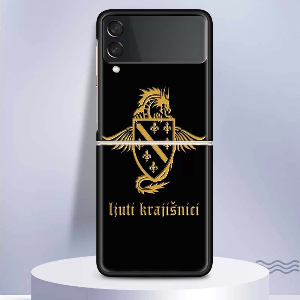 Bosnia And Herzegovina Flag For Samsung Galaxy Z Flip 5 4 3 5G Phone Case Black Hard Cover ZFlip 5 4 3 Luxury Shockproof Bumper
