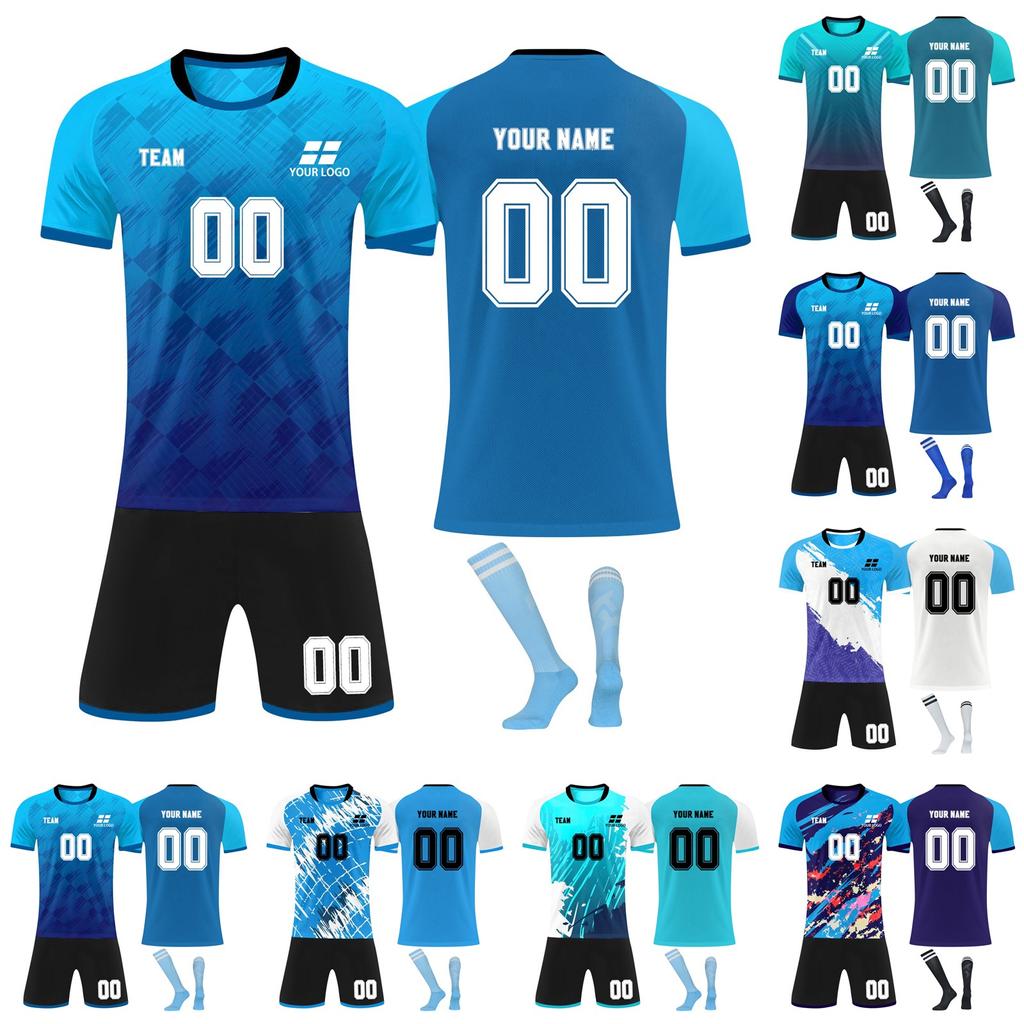 Personalisierte Shirts Kit Herren Mädchen mit Namen Nummer benutzerdefinierte Fußballtrikots für Jungen Trainingsanzug