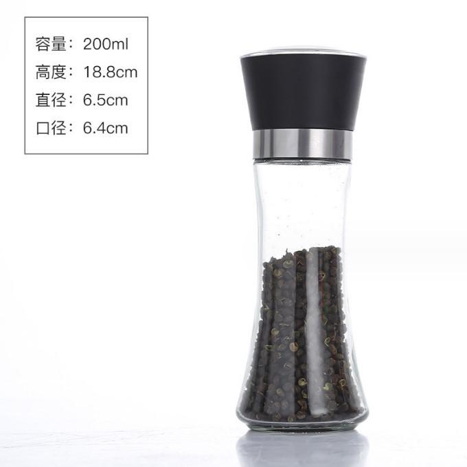 Stainless Black Grinder, Tall Plastic Body and Mill - Adjustable Coarseness, Refillable Grinding Bottle for Kitchen