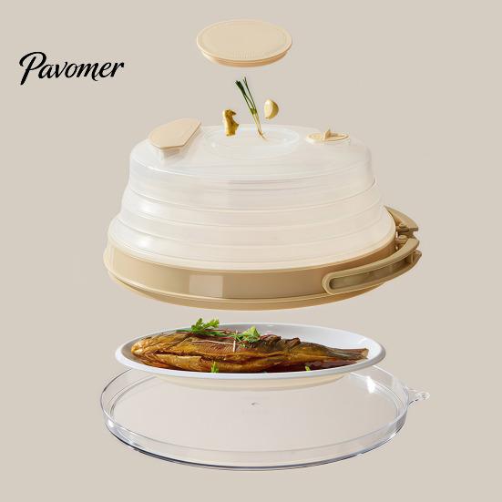 Reusable Microwave Plate Cover Collapsible Splatter Cover, with Foldable Heat Resistant Handle, Easy Clean Screen Oven Safe Plastic Lid, for