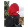 Red Hat Women's Autumn/Winter Warm Knitted Hat Scarf One Piece Hooded Neck Knitted Hat Winter