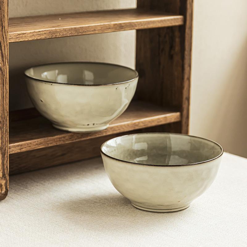 Minimalistischer Stil Ofenbrand Keramikschale Haushaltsschale Nudelschale Geschirr Schale Große Kapazität Strich Salatschüssel Restaurant Tiefe Schale