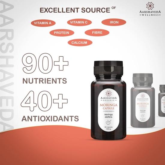 Aarshaveda Organic Moringa Veg Capsules 60-Tablets (400 Mg)