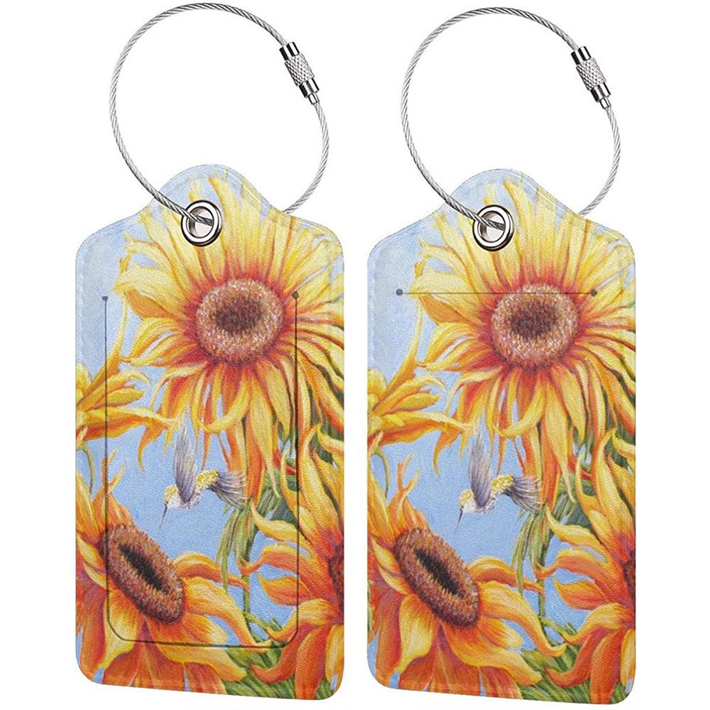 Stylish Printed Leather Luggage & ID Tag Set