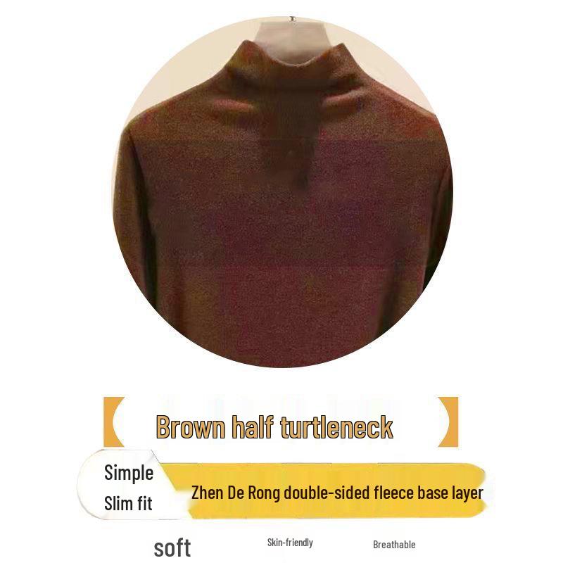 

Women s 2024 Semi-High Neck Velvet Long Sleeve T-Shirt - Fashionable Warm Autumn/Winter Inner Layer Top XL кавовий