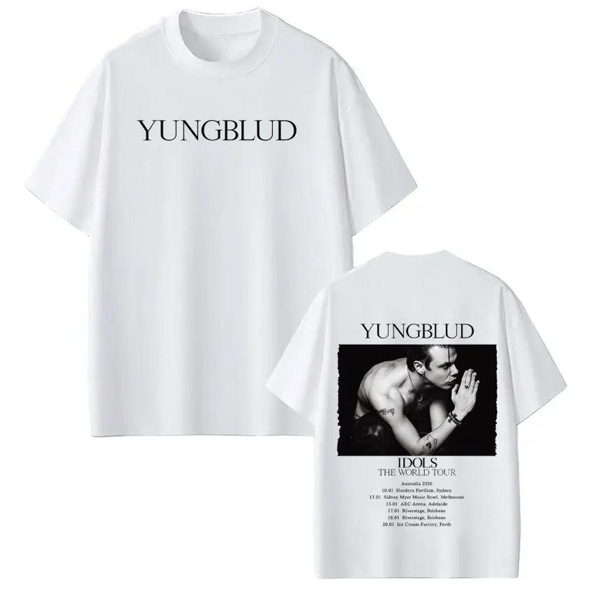 Unisex Women Hiphop Tshirts Singer Yungblud IDOLS Tour 2026 Graphics Tshirt Shortsleeved Loose Cotton Vintage Oversized Tshirts