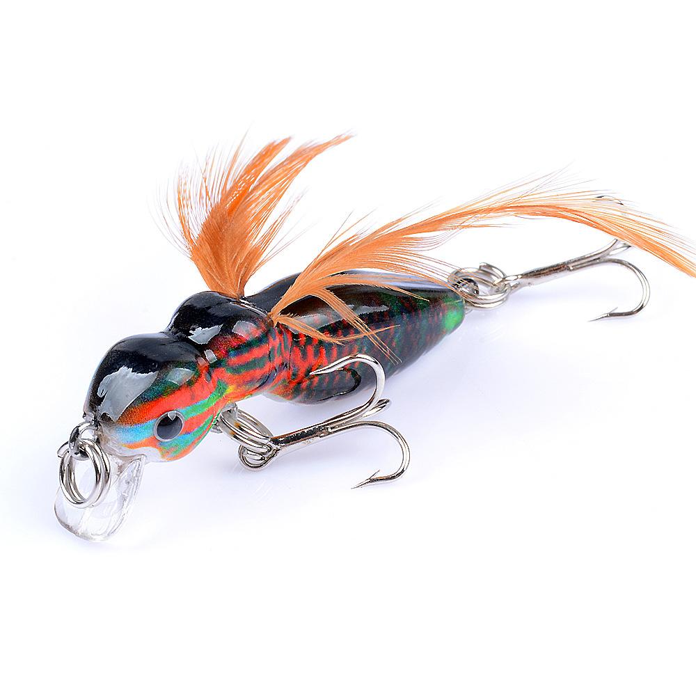 1Pcs Ant Minnow Fishing Lures Bait Hooks 3.2cm/4.5g Feather Fake Bait Hard Fishing Rattle Bead 3D Eye