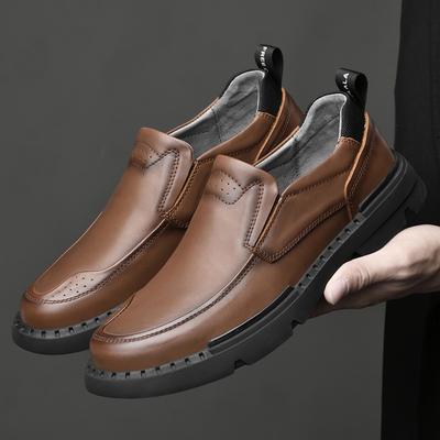 Genuine Leather Men Loafers Classic Man Leather Casual Shoes New Anti Slip Slip On Flats Breath Low-top Business Shoes Moccasins