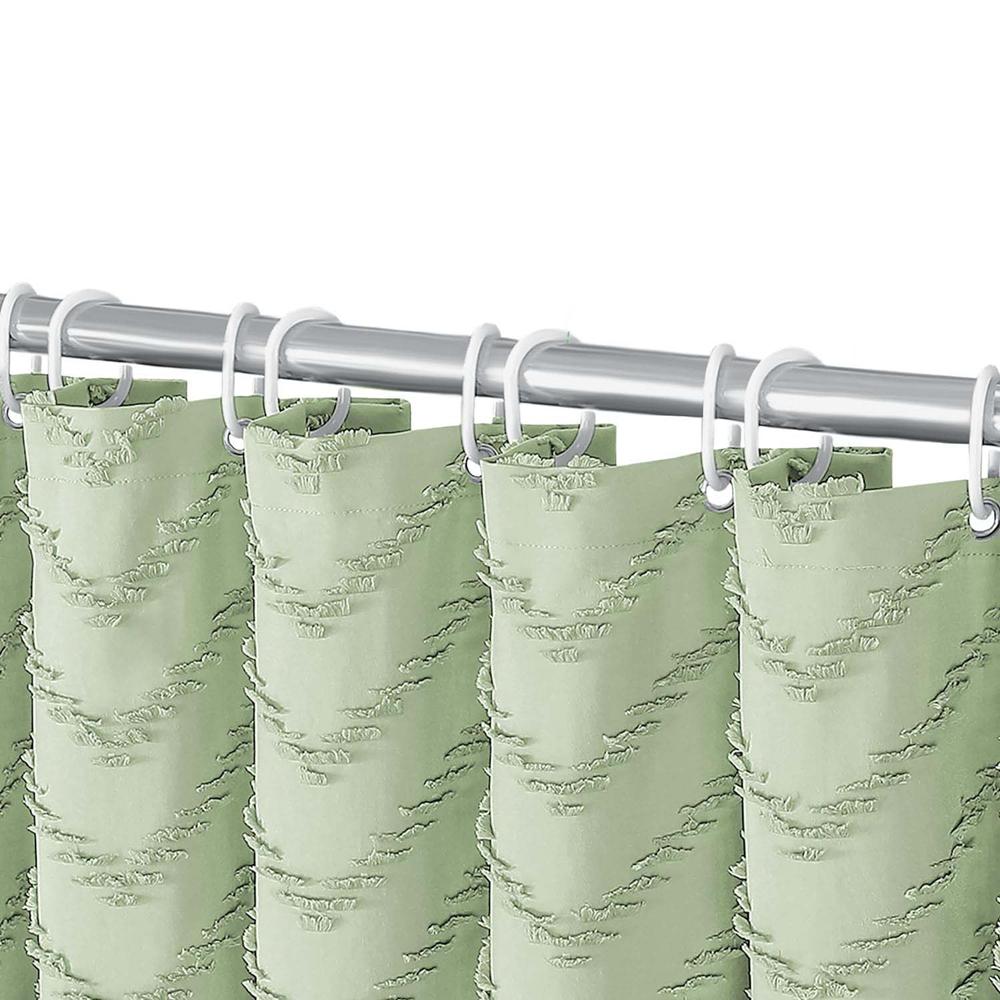 2024 New Product Hot Selling Bohemian Wave Bathroom Curtain Waterproof Solid Color Cutout Shower Curtain