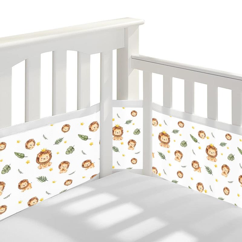 Breathable Mesh Crib Liner for Standard-Size Cribs (1 Panel 340x30 cm + 1 Panel 160x30 cm)