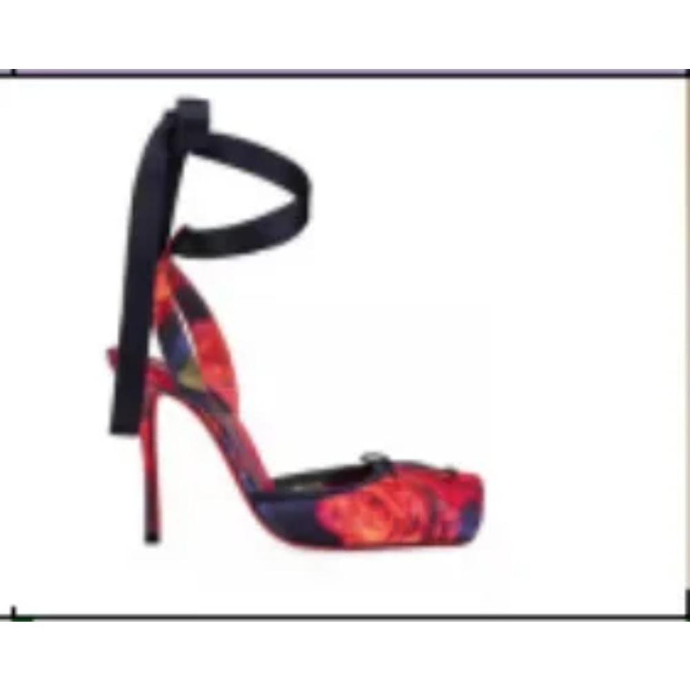 2025 Sandały na wysokim obcasie Kobiety Wsuwane Kwadratowy nosek Damskie Sandały Szpilka Kwadratowa główka Pasek na kostkę Satynowa kokarda Sandały baletowe