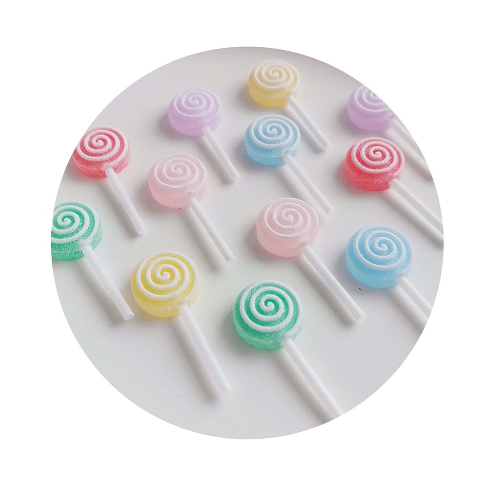 100pcs Resin Cute Candy Lollipop Flat Back Cabochon Scrapbooking for Crafts Making Jewelry Accessories