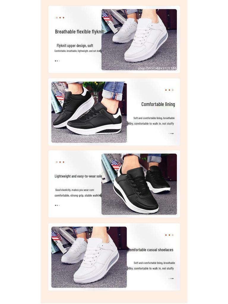 2023 Plus Size Women's Leather Sneakers: Autumn/Winter Thick-Soled Casual Rocking Platform Shoes