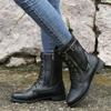 Hot Autumn/winter 2024 New Front Lacing Side Zipper Low Heel Mid-calf Women's Boots Big Size 36-43