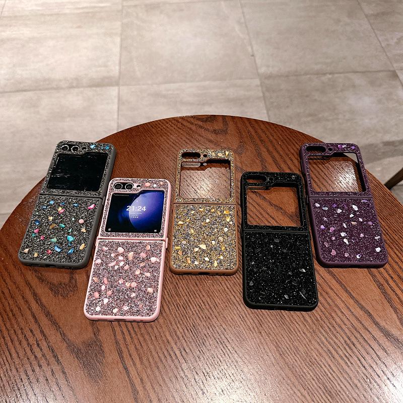Suitable for Samsung ZFlip5 Flash Diamond Loose Powder Mobile Phone Case Flip4 Folding Screen Fold5 Full Cover Protective Case Fairy
