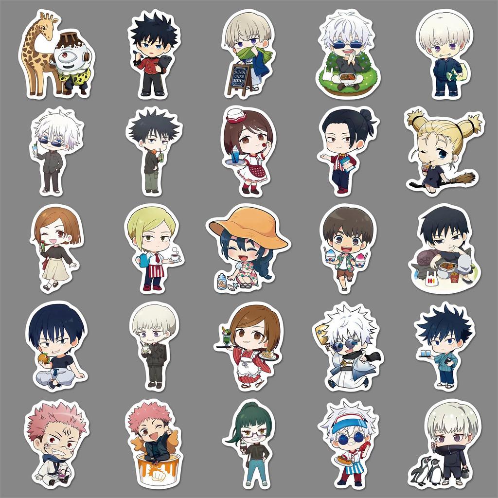 50 Q-version Jujutsu Kaisen Anime Stickers: Cute Japanese Characters for DIY Notebooks, Earphones, and More.