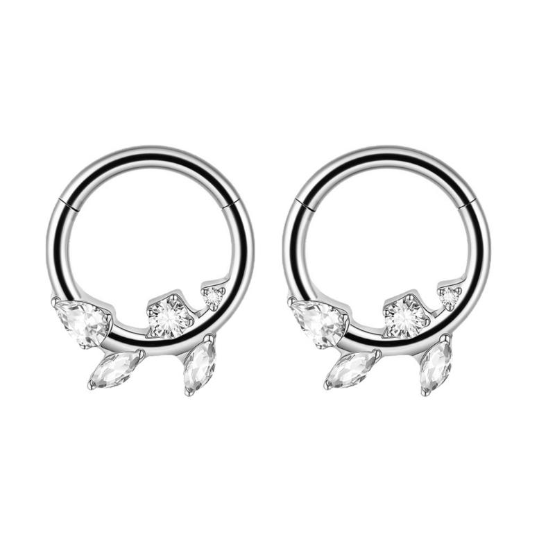 Pack of 2 Unique Geometric Shape Nose Rings Body Piercing Jewelry Seamless Design Metal Texture Polished Finish