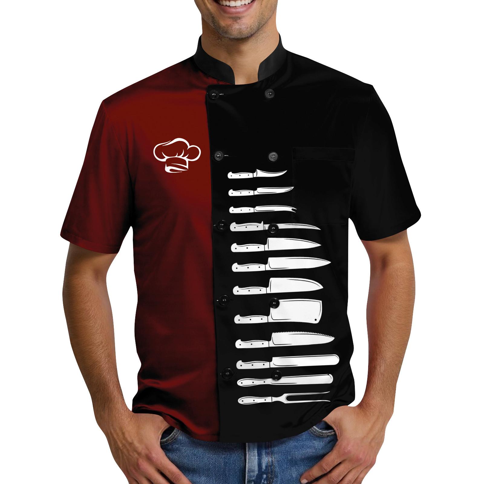 Popular Chef Print Elements Men s Chef Uniform XXL винный
