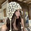Autumn and Winter New Hand-crocheted Knitted Hat Children's Hollow Flower Pile Hat Sweet and Cute Fringed Headhat