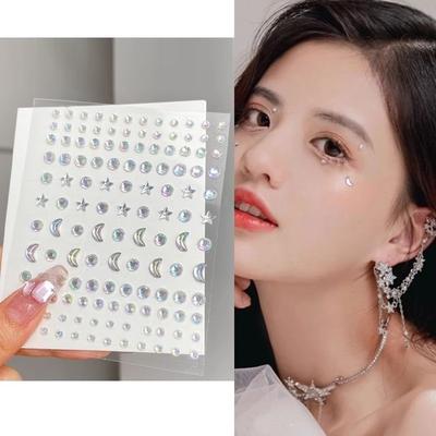 Malnia Home - Stern Mond Strass Gesichts Make-up Juwelen Aufkleber