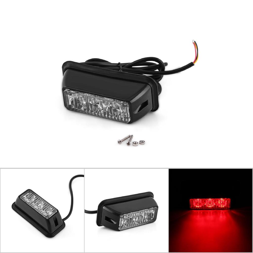 3 LED Car Truck Emergency Strobe Warning Light Hazard Indicator Flash Grille Lamp Red