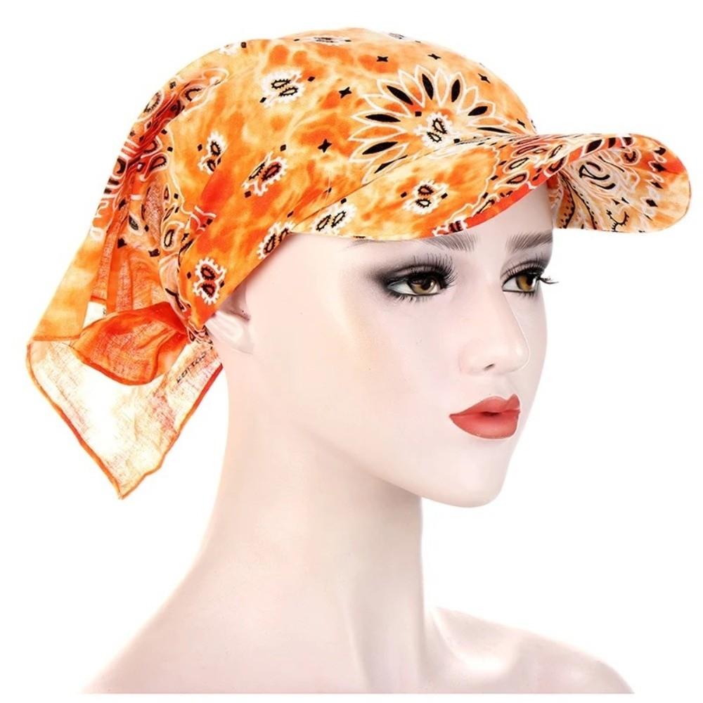 Printed Brim Bandana Hat Paisley Floral Sun Visor Hat Fashion Bandana Scarf  for Women