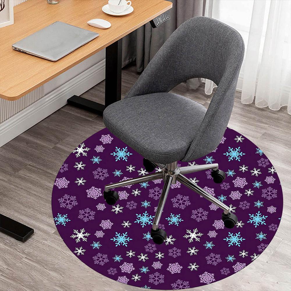 

1pc snowflake purple Round Chair mat Area Rug - Non-Slip, Floor Mat for Office, Bedroom, and Indoor Decor -1002248 80cm by 80cm
