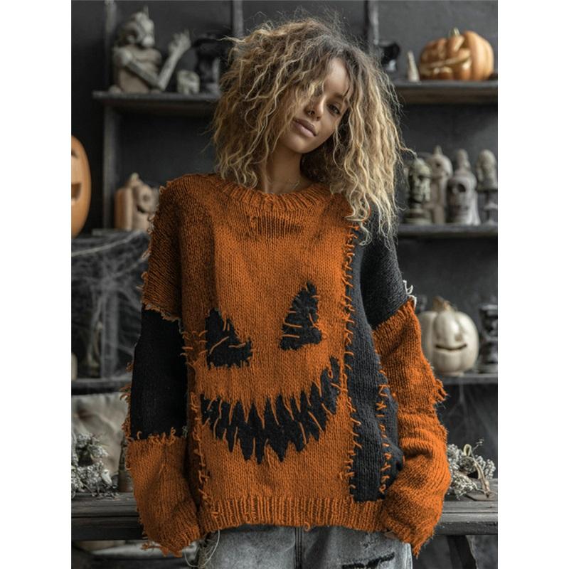 Sudadera con Estampado Gráfico 3D para Mujer, Halloween, Cuello Redondo, Manga Larga, Holgada, para Fiesta Navideña, Uso Diario Casual