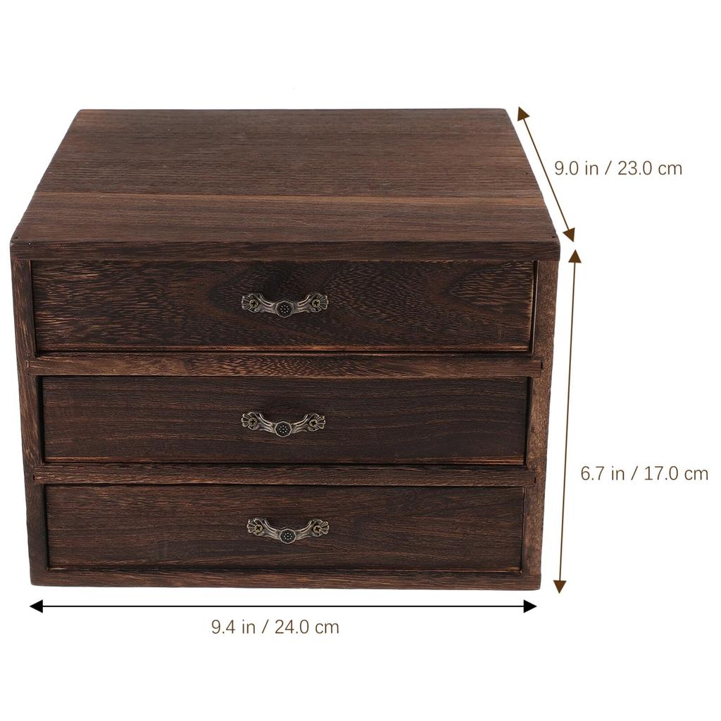 Amosfun Wooden Desktop Drawer Storage Box, 9.4" X 2.4" X 2.4", Small Item Storage, Desktop Organizer, Vintage Design for Jewelry and Crafts