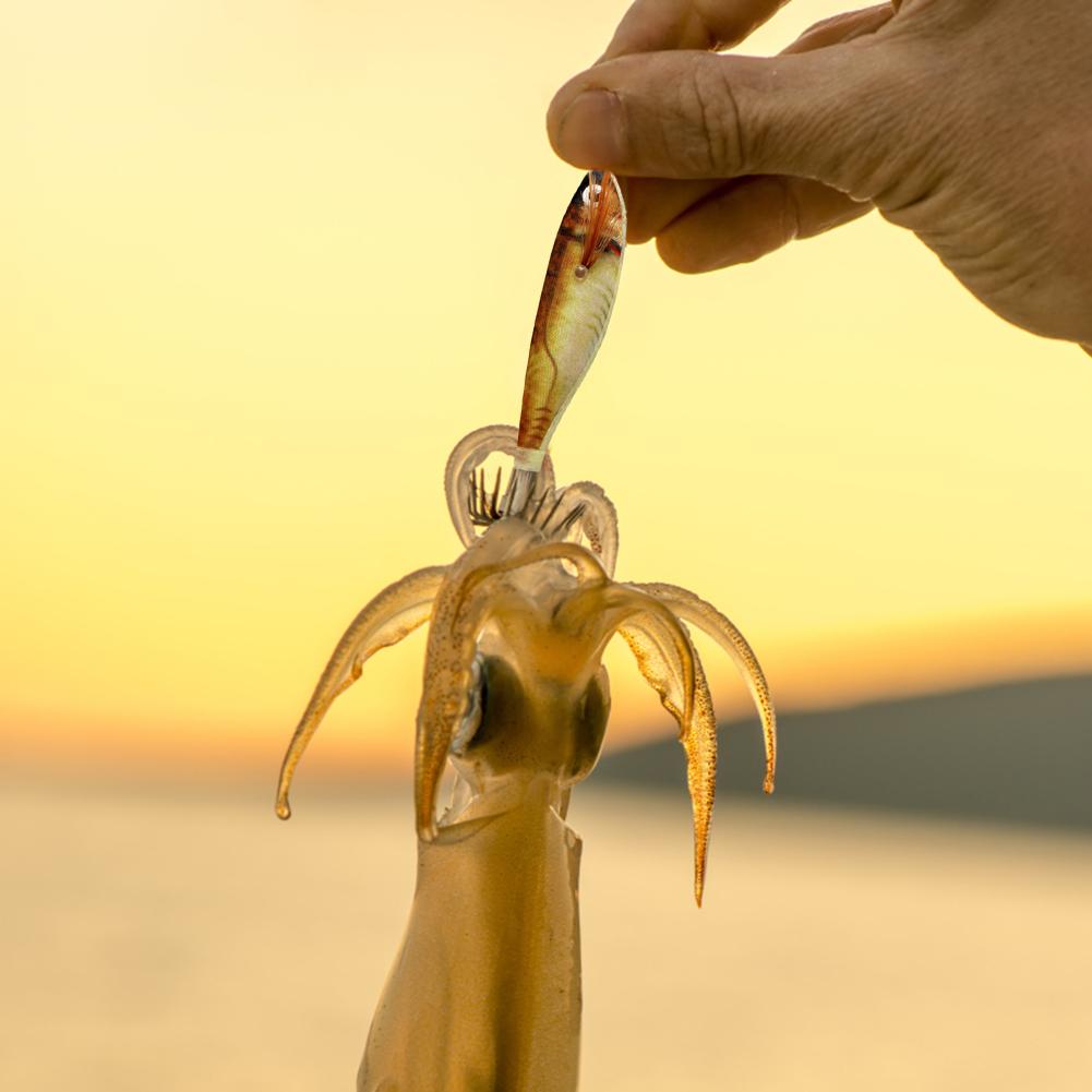 Luminous Squid Jig Hook Fishing Lure Artificial Fake Octopus Lures Wood Shrimp Cuttlefish Hard Bait Sea Jigs Fishing Tackle