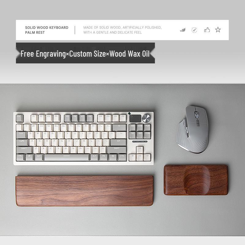 Black Walnut Solid Wood Keyboard & Mouse Wrist Rest Pad