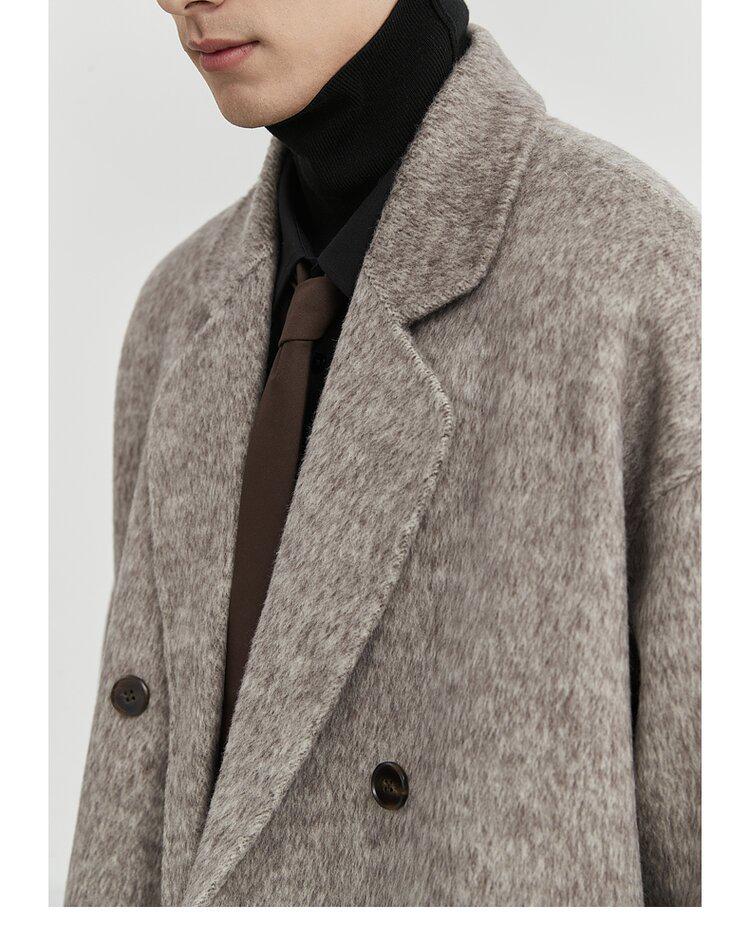 Men's Mid-Length Double-Sided Wool Coat: New Stylish Thickened Korean Winter Design