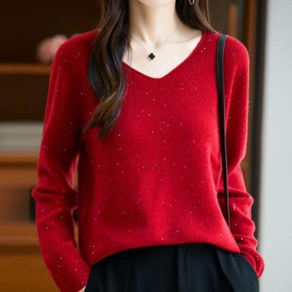 NaVaVa V Neck Long sleeVe Knit Nk3550