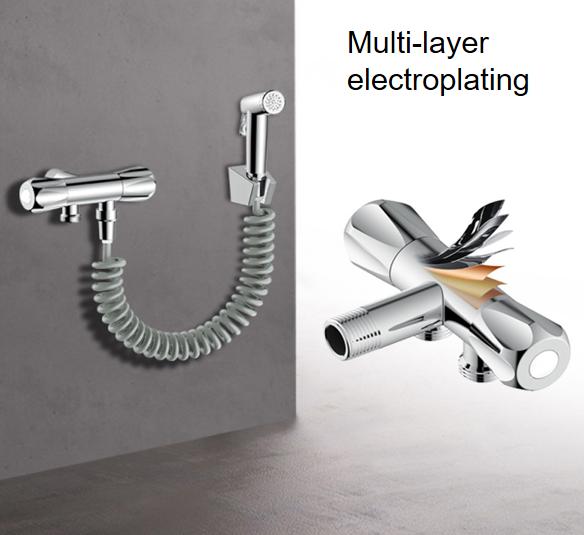 Modern Chrome Finish ABS Handheld Bidet Sprayer Kit with Brass Valve Core for Hotel Use Toilet Attachment