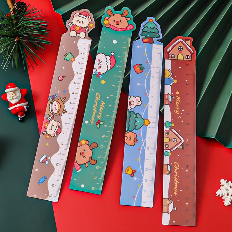 Cute Christmas Cartoon Magnetic Ruler - Soft Stationery Gift for Elementary Students
