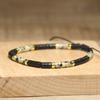 Bohemian Style Black Agate Spotted Beaded Bracelet | Adjustable Hand-woven Natural Stone Accessory | Anniversary Birthday Gift