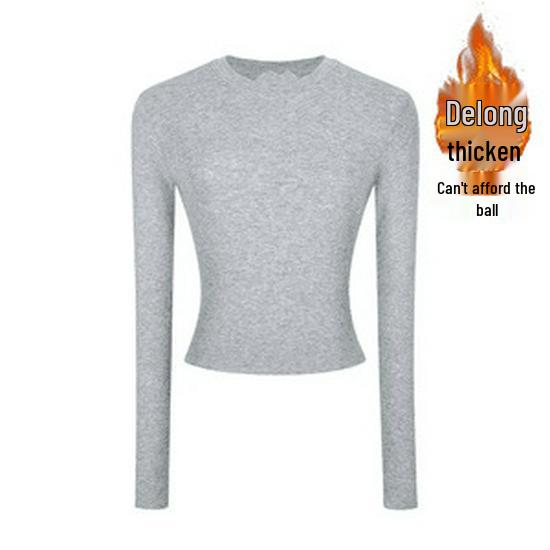 Women's Slim-Fit Long-Sleeve Top - High-End Round Neck Tee for Spring/Autumn