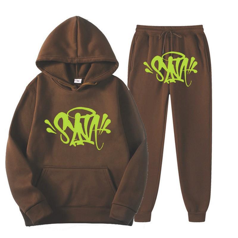 SynaWord High Street Fashion Trendy Brand Suit Men's Ins Trend Hip Hop Hoodie Syna Print Sweater Suit
