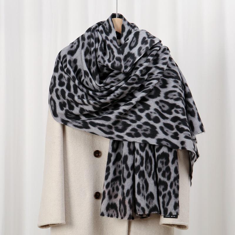 Big leopard print 70 new autumn and winter skin-friendly and warm imitation cashmere printed scarf versatile shawl
