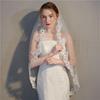 Mori Style White Lace Trim Bridal Veil - Medium Length Bridal Headdress for Travel Photography