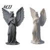 Vintage Angel Statue 3D Printed Crown Figurine, Guardian Angle Statue, Decorative Figurine for Home Artistic Winged Women Sculpture Tabletop