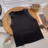 Green Knit Tank Top Sleeveless Short Women's Crop Top Solid Color Inner Wear Outer Skinny Short Vest Korean Fashion