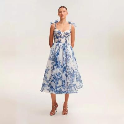 Omuzları Açık Kadın Moda Organze Peri Uzun Stil Abiye Elbise